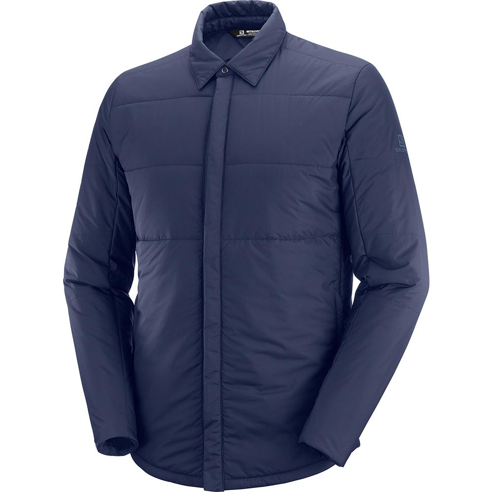 SALOMON SNOWSHELTER INSULATED SHIRT M Philippines - Men's Midlayers - Navy | 279850-OLE